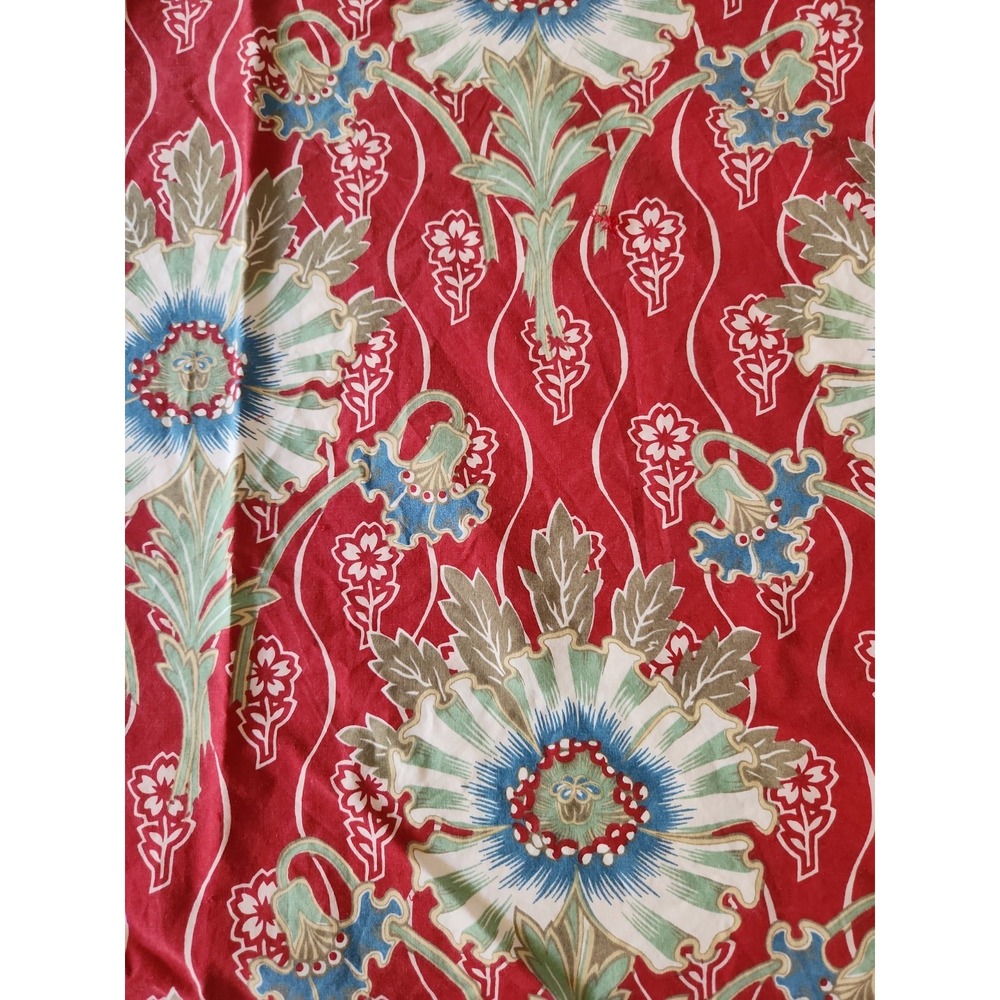 6 Sq Yds/Pottery Barn Red Blue French Art Nouveau Floral Passion Flower Fabric